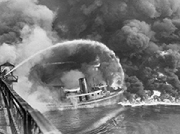 1969, the Cuyahoga River on fire