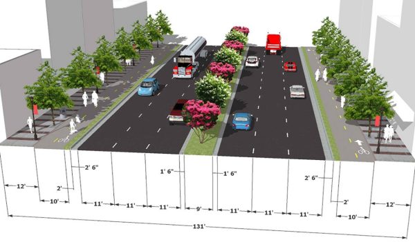 Rendering of bike lane planning