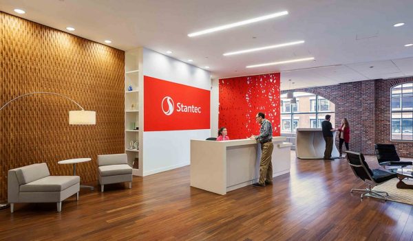The Stantec Boston office reception area at 226 Causeway Street.