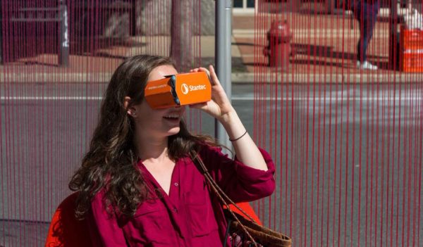 women viewing through Stantec VR glasses