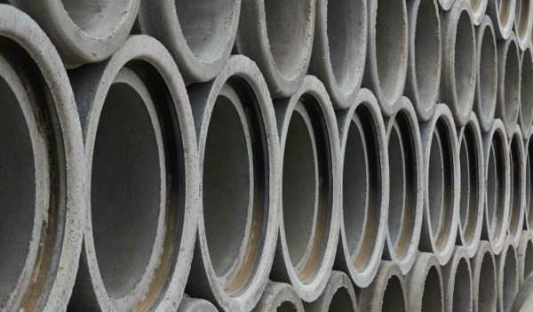 Stacked pipe at concrete factory, Drainage pipes, concrete