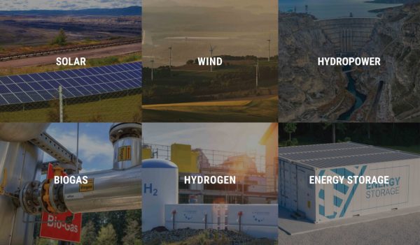 Collage of renewable energy related images for mining.
