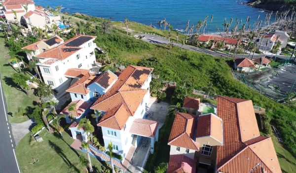 Overhead view of coastal homes